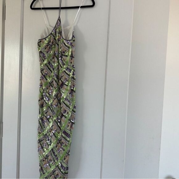 Veronica Beard NWT Cherie Dress Sequin Midi Halter In Violet Multi Size 2 - Picture 8 of 13